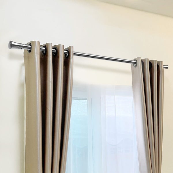 Goslash Picks Satin Nickel Curtain Rod Steel Quiet Rail Pole Pommel Set Adjus... Carousel 8