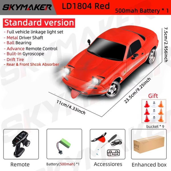 Skymaker LDRC RC Drift Car LD1804 1/1 MX5 2.4GHz RWD, R-1B500-9RB Carousel 1
