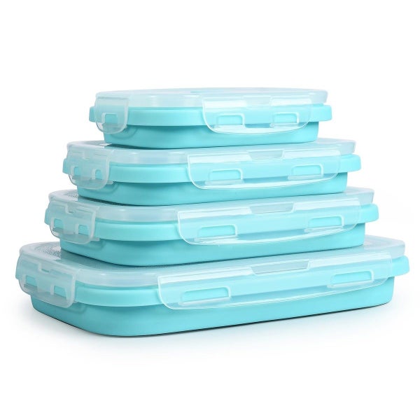 4 Collapsible Silicone Food Storage Container Kitchen Lunch Box Carousel 1