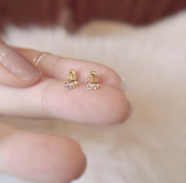Dainty 14K Gold-Plated Zircon Stud Earrings – Minimalist Sparkle Carousel 2