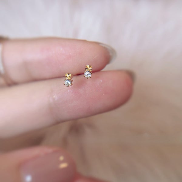 Dainty 14K Gold-Plated Zircon Stud Earrings – Minimalist Sparkle Carousel 8
