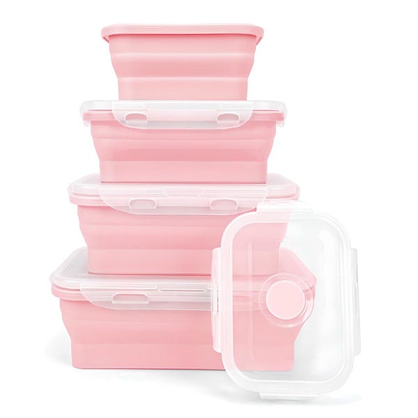4 Collapsible Silicone Food Storage Container Kitchen Lunch Box Carousel 1