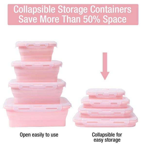 4 Collapsible Silicone Food Storage Container Kitchen Lunch Box Carousel 5