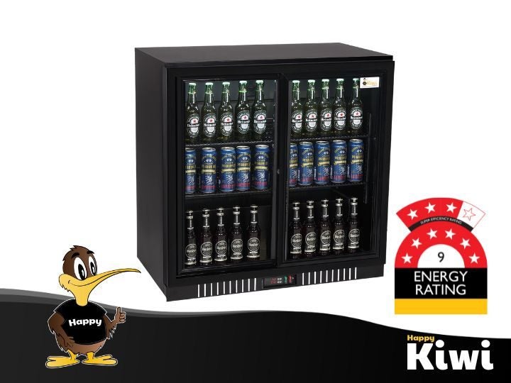 208L Commercial Bar Fridge - 2 Glass Sliding Door Carousel 1