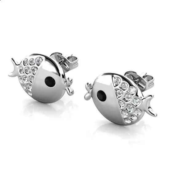 18K White Gold Fish Earrings "Neptune" Carousel 2