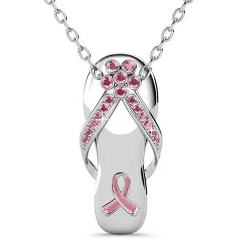 18K White Gold Necklace with Pink Crystals "Hope" Carousel 1