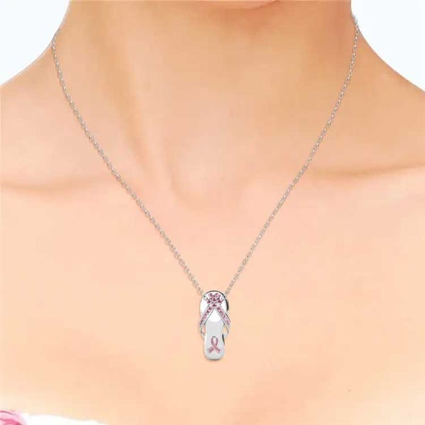 18K White Gold Necklace with Pink Crystals "Hope" Carousel 2