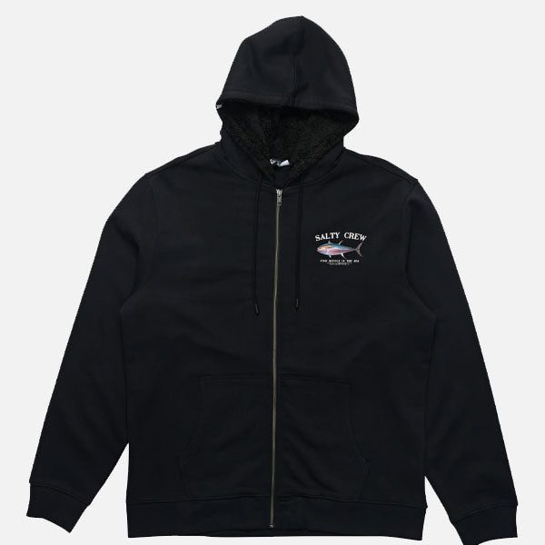 Salty Crew Big Blue Fleece Lined Zip Thru Hood - Black Carousel 1