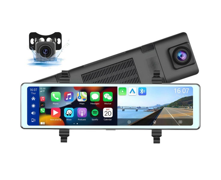 Mirror Dash Cam with Wireless Apple Carplay&Android Auto,11.26" Voice Carousel 1