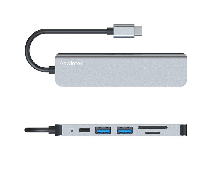 Anwintek 6-in-1 Type-C Hub to HD 4K@30Hz+SD+TF+USB 2.0+USB 3.0 640MB/s Carousel 6