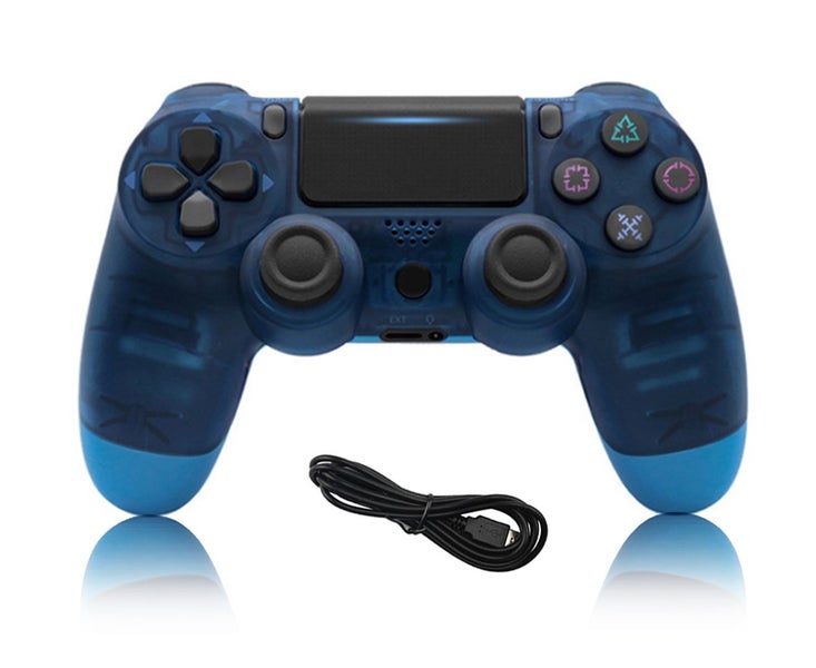 Bluetooth Wireless Dual Shock Gamepad Controller for PS4 - Transparent Blue Carousel 1