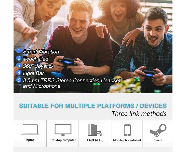 Bluetooth Wireless Dual Shock Gamepad Controller for PS4 - Transparent Blue Carousel 2