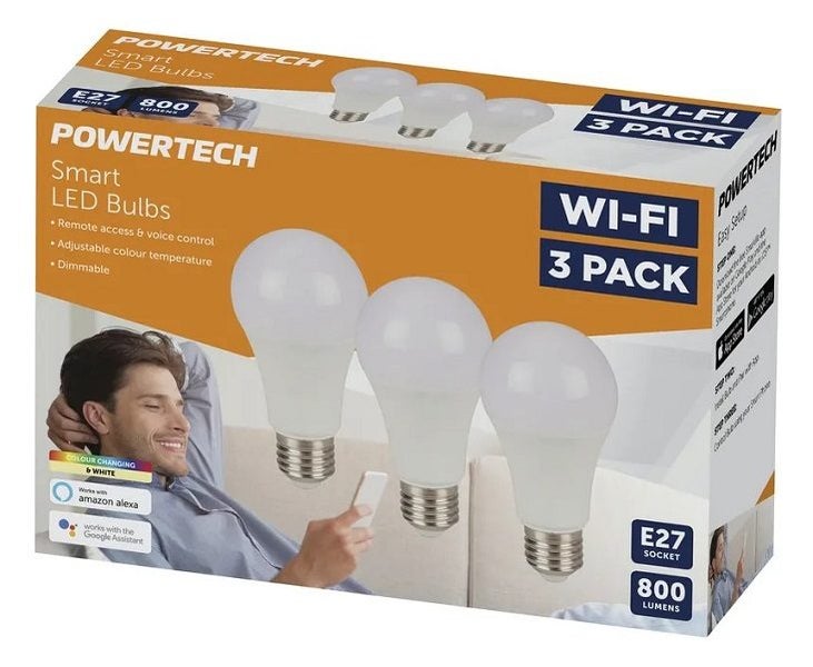 Powertech Smart Wi-Fi LED E27 Bulb Colour Change Edison Fitting 3Pack SL2256 Carousel 1