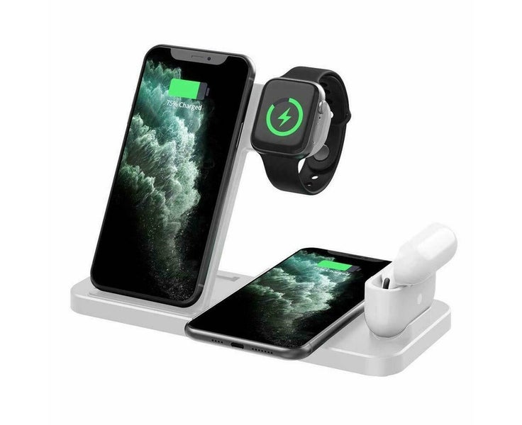 4 in 1 Wireless Charging Station for QI Devices - White Carousel 1