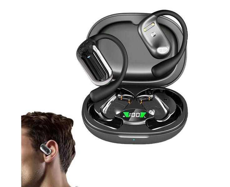 Wireless Earbud Bluetooth Compatible 5.4 Sports Earhook Earphone Earbuds-Black Carousel 1