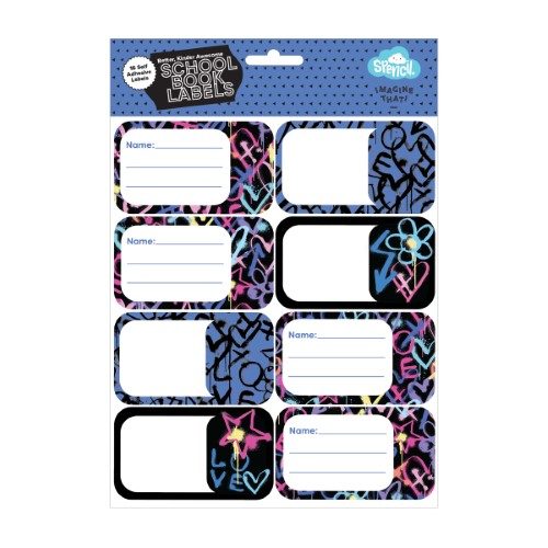 Spencil Hearts and Crosses Name & Subject Labels 16 Pack Carousel 1