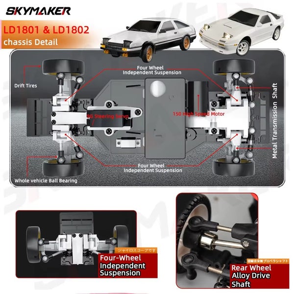 Skymaker 1:18 RC Car 1/18 2.4G Remote Control ESP Gyroscope LED, LD1801-1B500-S Carousel 2