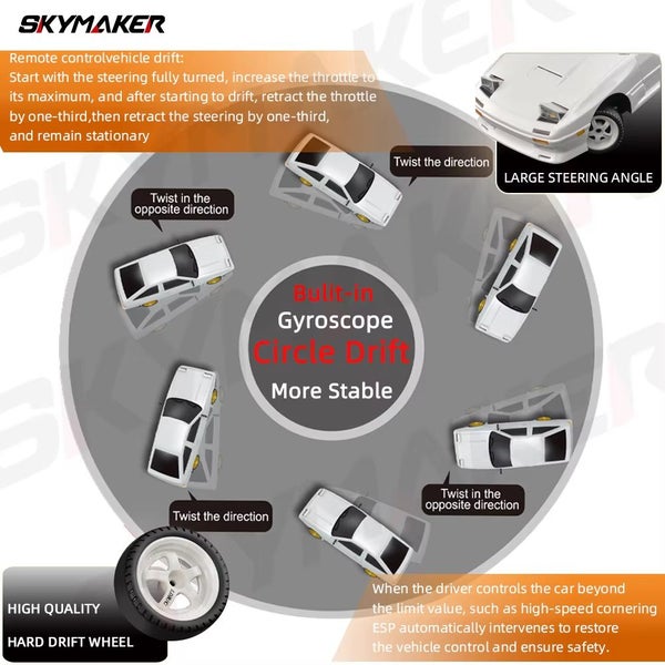 Skymaker 1:18 RC Car 1/18 2.4G Remote Control ESP Gyroscope LED, LD1801-1B500-S Carousel 4