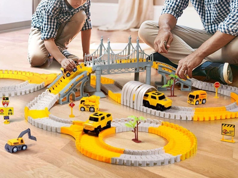 Construction Themed Race Tracks Set Track Construction Road Race Playset Carousel 1