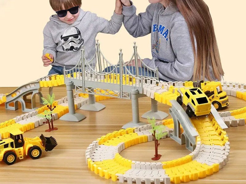 Construction Themed Race Tracks Set Track Construction Road Race Playset Carousel 2