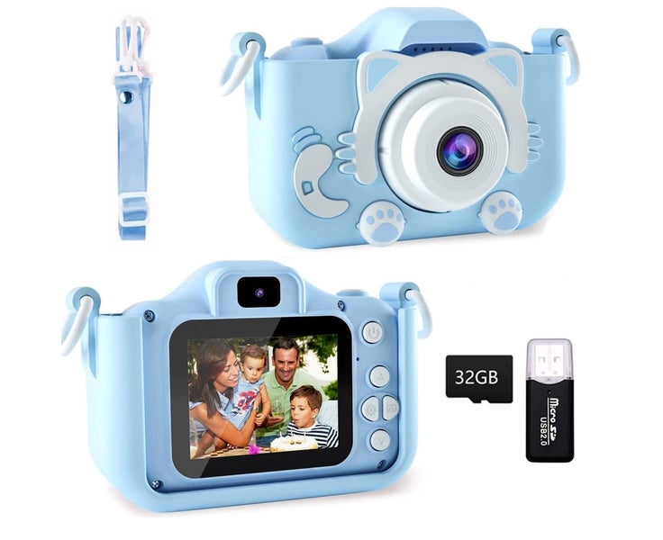 Mini Digital Children Camera 1080P Dual Lens Camera Toy Kids Gift -Blue Carousel 1
