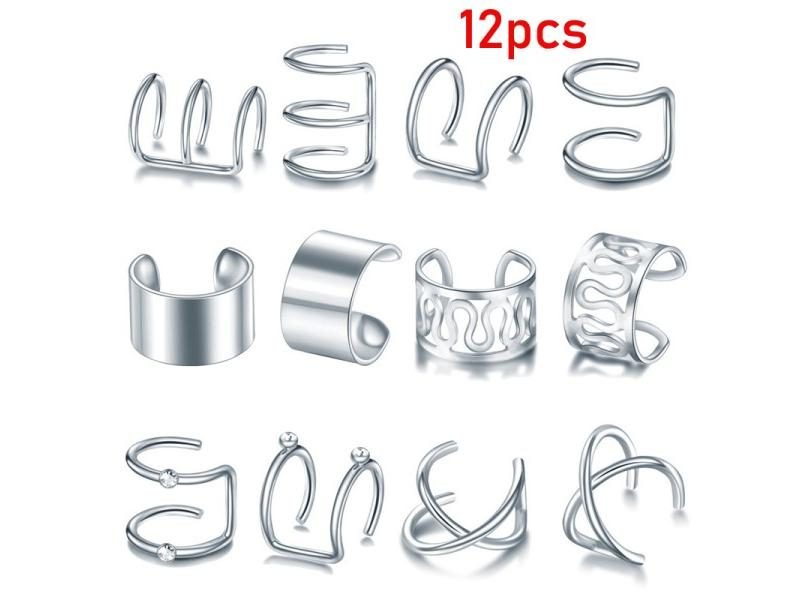12pcs/set Fashion Gold Ear Cuffs Leaf Clip Earrings For Women Climbers No Carousel 1