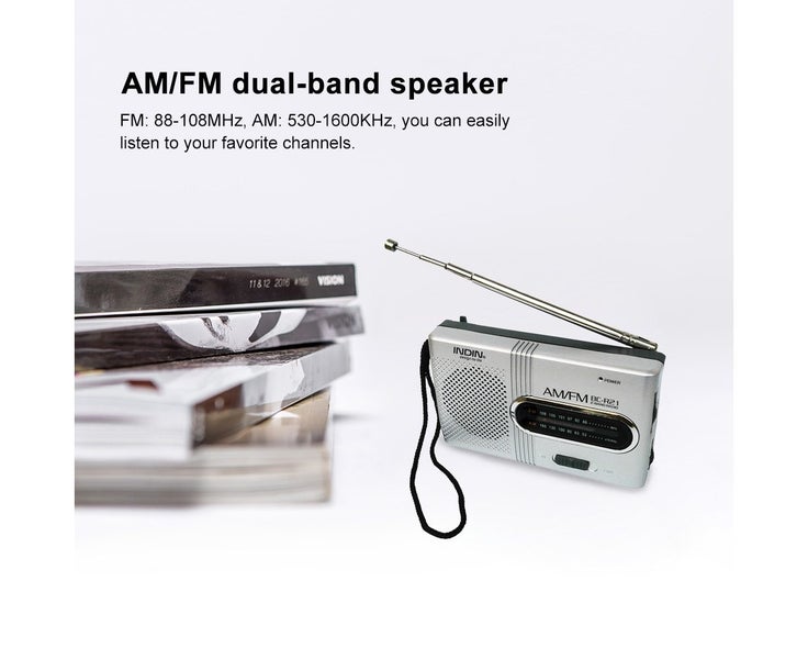 INDIN BC-R21 AM/FM Dual Band Radio Silver grey Carousel 2