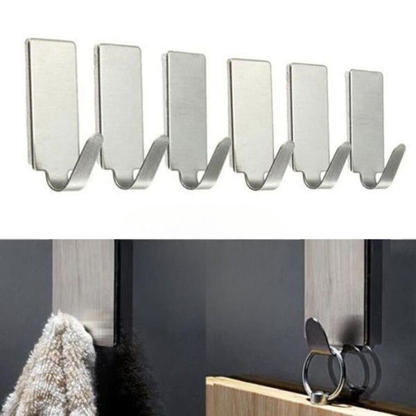 6PCS Self Adhesive Bathroom Wall Door Stainless Steel Holder Hook Hanger Hooks Carousel 1