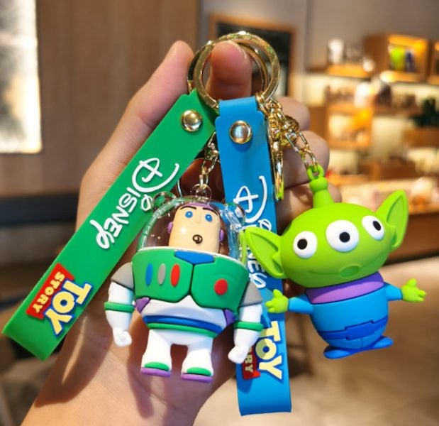 5 Styles Disney Toy Story Cartoon PVC 3D Bag Hanger Pendant Keychains Key Rings Carousel 2