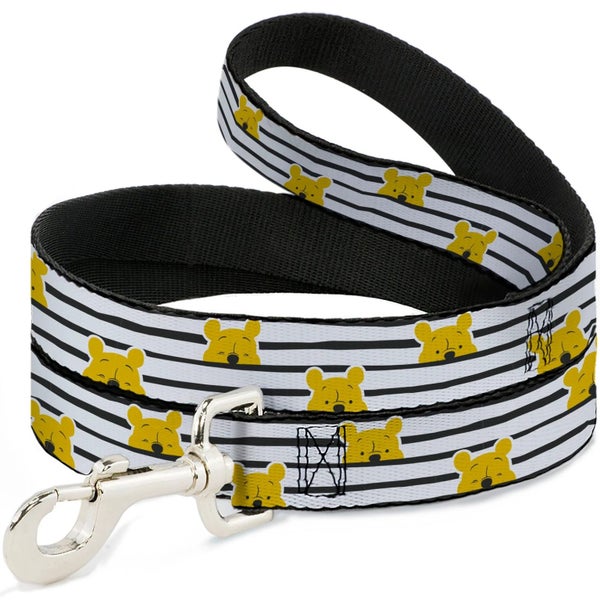 Winnie the Pooh: Peeking Poses Stripe White / Black - Dog Leash (0.5" 6Ft) Carousel 1
