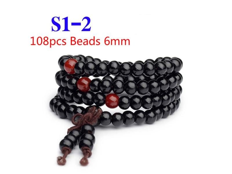 Pulseras 108 Beads 6mm Natural Sandalwood Buddhist Buddha Wood Prayer Bead Mala Carousel 1