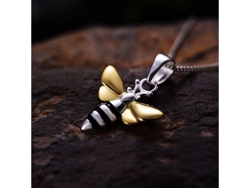 925 Sterling Silver Handmade Honey Bee Pendant For Women Gift Carousel 1