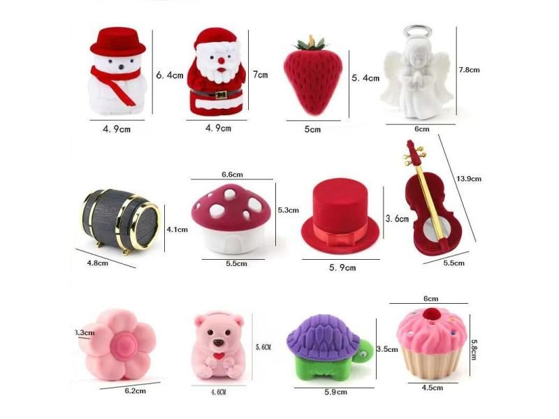 1 Piece Lovely Velvet Jewelry Box Container Wedding Ring Box For Earrings Carousel 2