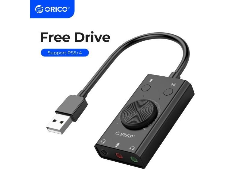 ORICO External Sound Card Stereo Mic Speaker Headset 3.5mm Cable Adapter Audio Carousel 1