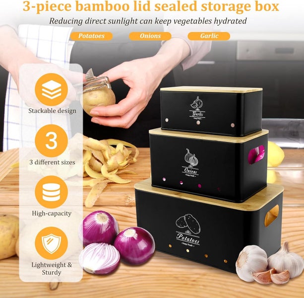 Potato Onion Storage Box, Potato Storage Box, Kitchen Storage Box, Food Contai Carousel 2