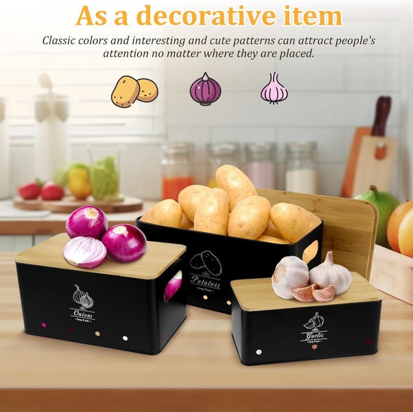 Potato Onion Storage Box, Potato Storage Box, Kitchen Storage Box, Food Contai Carousel 7