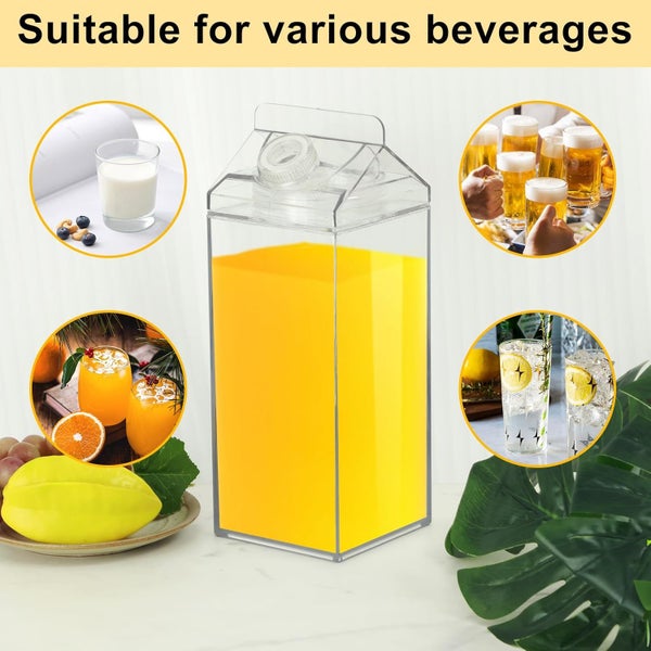 Clear Milk Carton Water Bottle Square Milk Bottle Portable Transparent Juice B Carousel 6