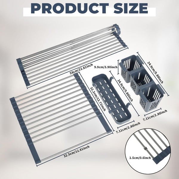 Expandable Roll Up Dish Drying Rack Over The Sink Drying Rack Sink Kitchen Cov Carousel 2