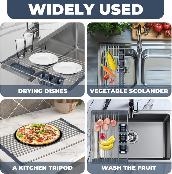 Expandable Roll Up Dish Drying Rack Over The Sink Drying Rack Sink Kitchen Cov Carousel 7