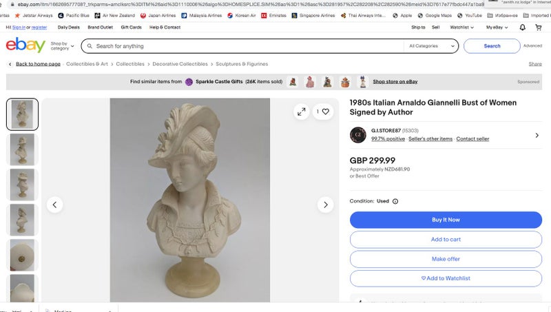 Italian ARNALDO GIANNELLI «BUST of a WOMAN»/ «BUST of a LADY» in a MEDICI COLLAR Carousel 20