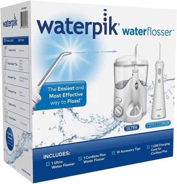 Waterpik Ultra and Rechargeable Cordless Water Flosser Combo - White Carousel 1