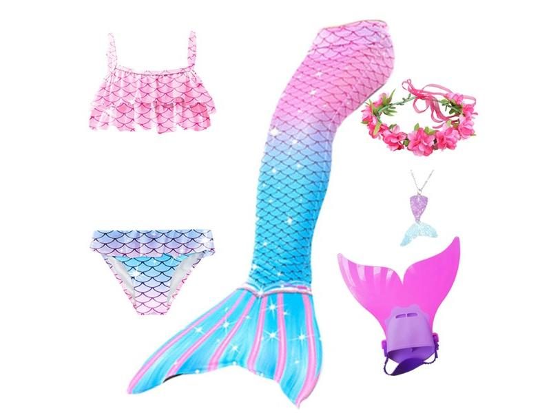 Swimmable Children Mermaid Tails With Monofin Fin Bikinis Set Kids Swimsuit Carousel 2