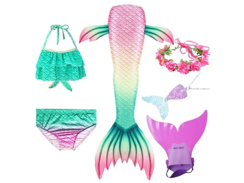 Swimmable Children Mermaid Tails With Monofin Fin Bikinis Set Kids Swimsuit Carousel 1