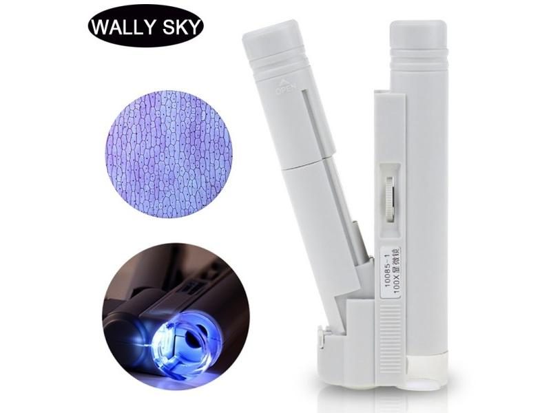 Handheld Microscope 40X 80X 100X Mini Pocket Portable Microscope LED Lamp Light Carousel 1