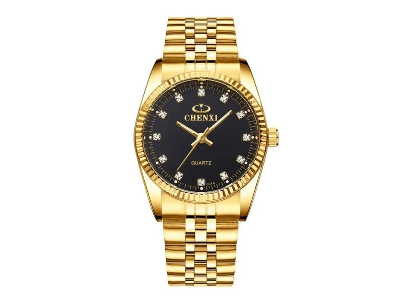 CHENXI Luxury Couple Watch Golden Stainless Steel Quartz Wristwatch For Women Carousel 1