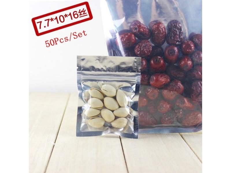 50 Pcs Zip Lock Bag Electron Component Aluminum Foil Clear Flat Ziplock Gift Carousel 1