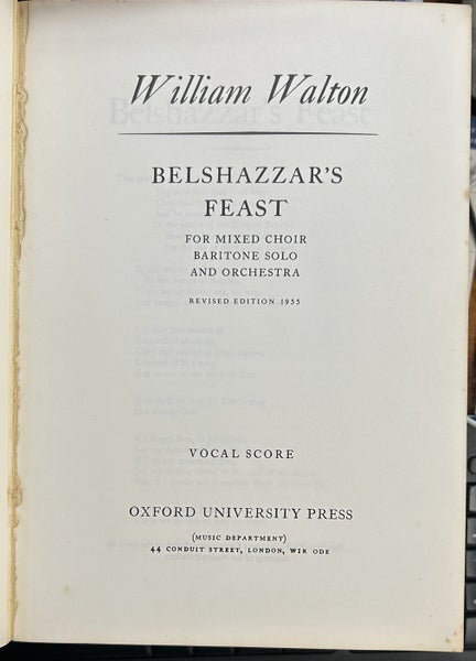 Belshazzar's Feast For mixed choir, baritone solo and orchestra Vocal Score Carousel 2