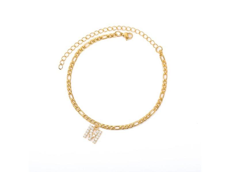 Tiny A-Z Initial Letter Anklets For Women Stainless Steel Gold Color Alphabet Carousel 1