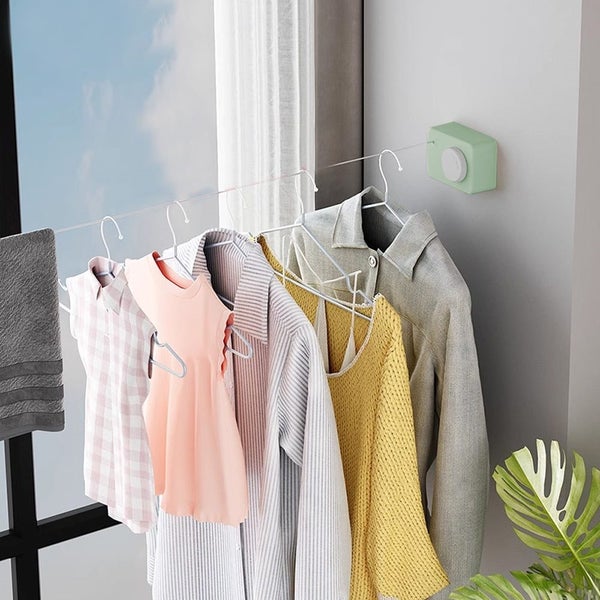 Retractable Clothes Line Wall Mounted Laundry Line for Indoor Balcony Green Carousel 3