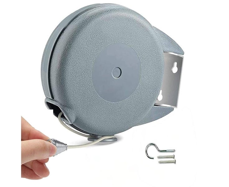 Retractable Clothesline PVC Wall Mount Clothes Line Retractable Laundry Line Carousel 1